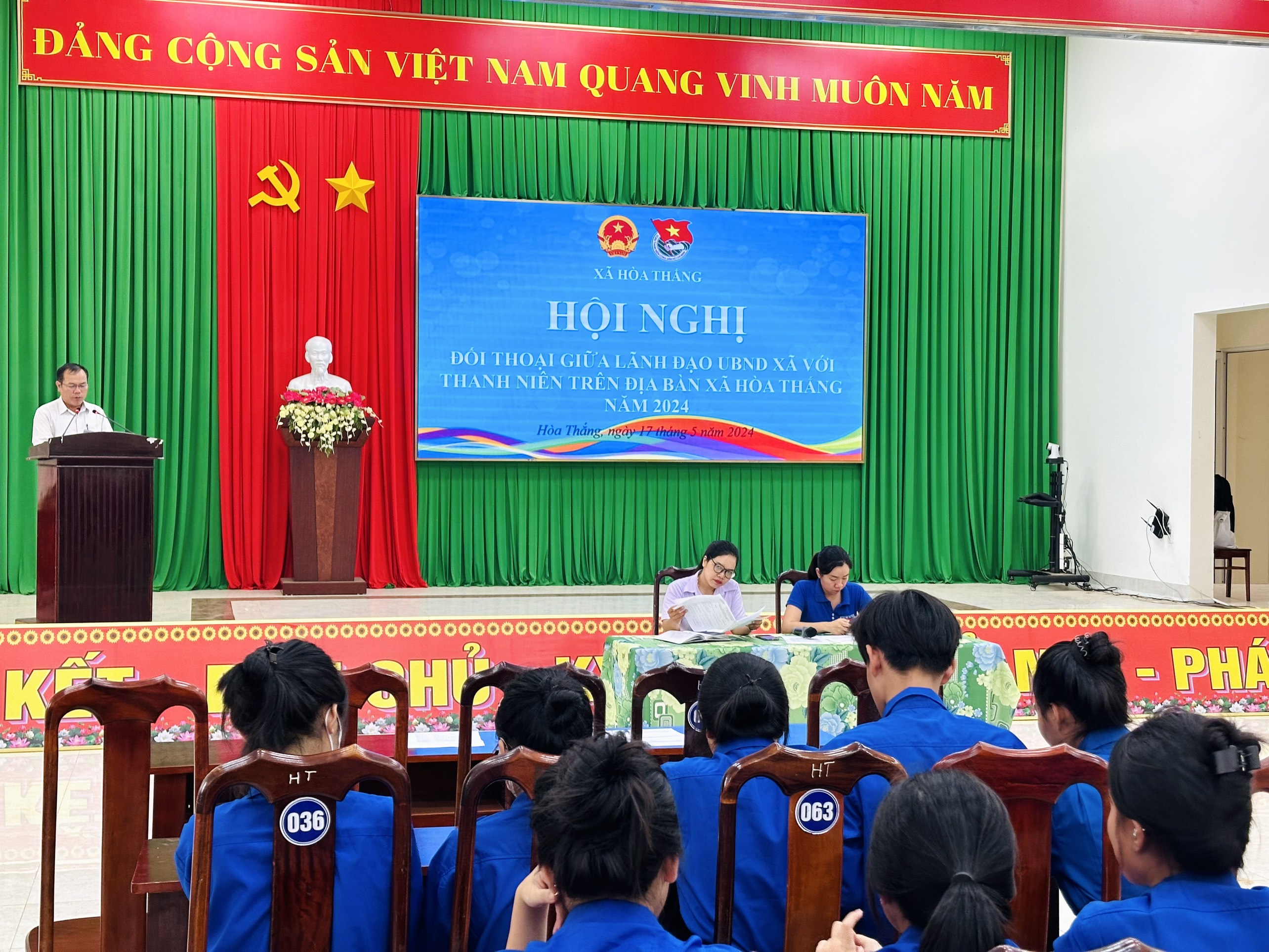 UBND XÃ HÒA THẮNG TỔ CHỨC CHƯƠNG TRÌNH ĐỐI THOẠI GIỮA LÃNH ĐẠO UBND XÃ VỚI THANH NIÊN TRÊN ĐỊA BÀN XÃ NĂM 2024