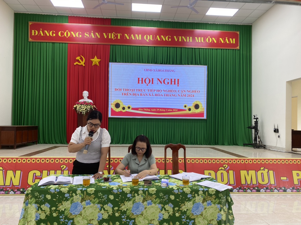 UBND XÃ HÒA THẮNG TỔ CHỨC CHƯƠNG TRÌNH ĐỐI THOẠI TRỰC TIẾP VỚI HỘ NGHÈO VÀ HỘ CẬN NGHÈO NĂM 2024