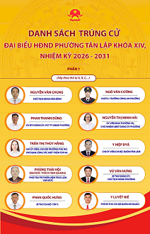 DANH SÁCH 29 ĐẠI BIỂU HĐND PHƯỜNG TÂN LẬP NHIỆM KỲ 2026 -2031