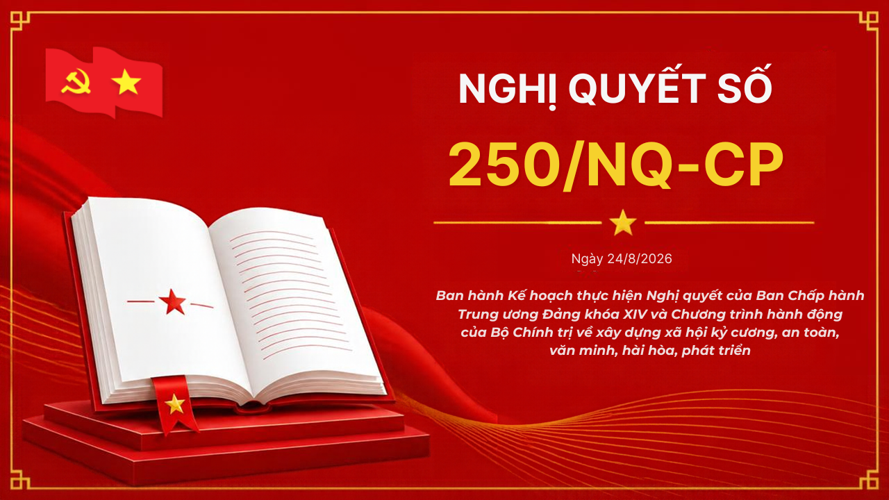 Nghị quyết số 250/NQ-CP ban hành Kế hoạch thực hiện Nghị quyết của Ban Chấp hành Trung ương Đảng khóa XIV và Chương trình hành động của Bộ Chính trị về xây dựng xã hội kỷ cương, an toàn, văn minh, hài hoà, phát triển.