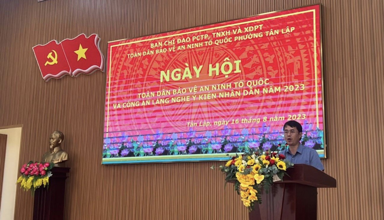 Phường Tân Lập tổ chức Ngày hội toàn dân bảo vệ an ninh Tổ quốc và diễn đàn công an lắng nghe ý kiến nhân dân năm 2023.